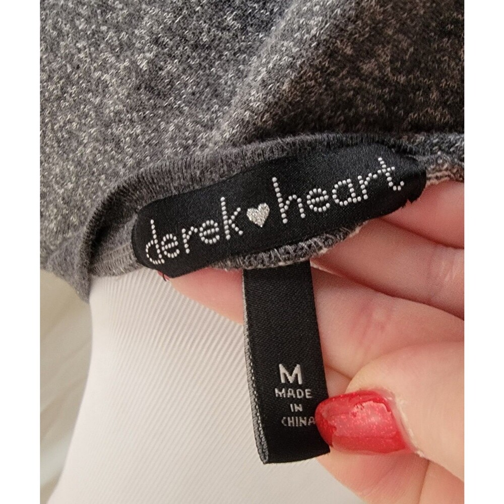 Derek Heart Womens Medium Gray Heathered Pull Over Sweater Tunic Lace Up Top - Picture 3 of 8